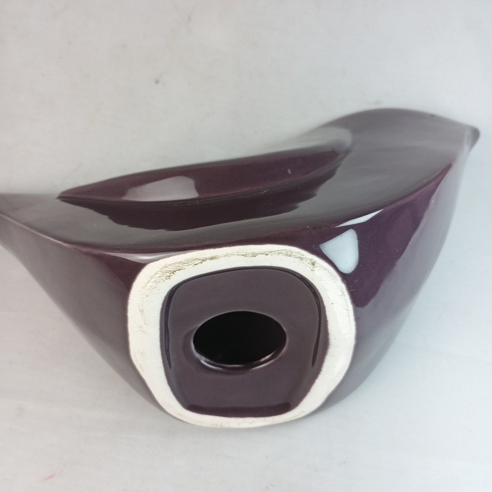 Mid Century Modern Decorative Ceramic Bird Plum Purple Figurine 6" x 11.5" - Picture 8 of 10